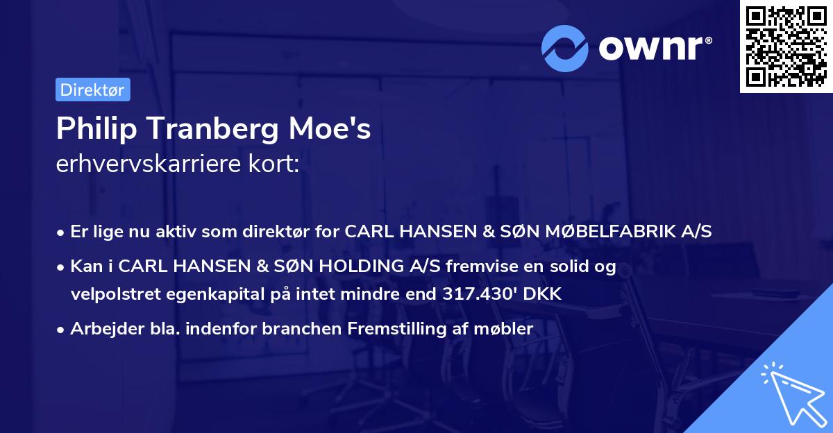 Philip Tranberg Moe's erhvervskarriere kort