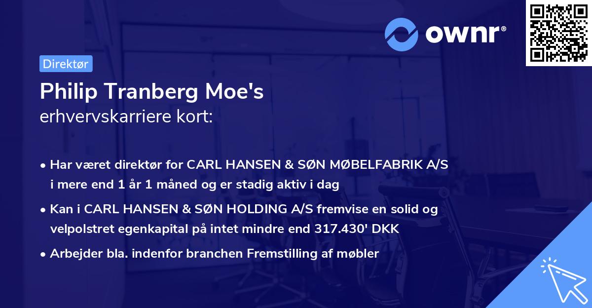Philip Tranberg Moe's erhvervskarriere kort