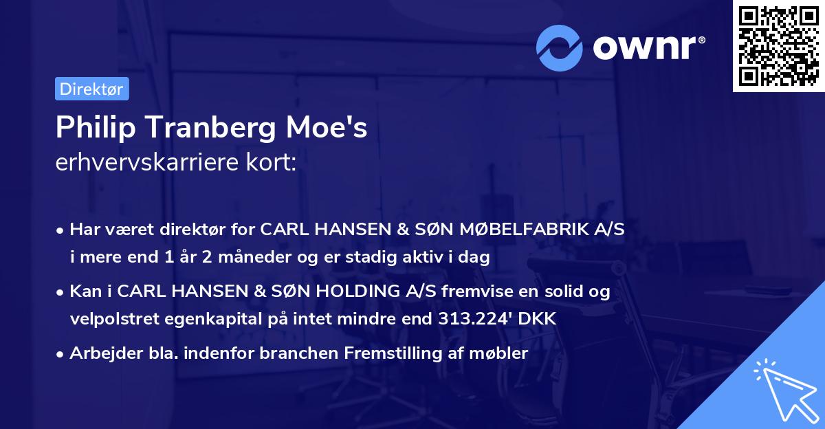 Philip Tranberg Moe's erhvervskarriere kort