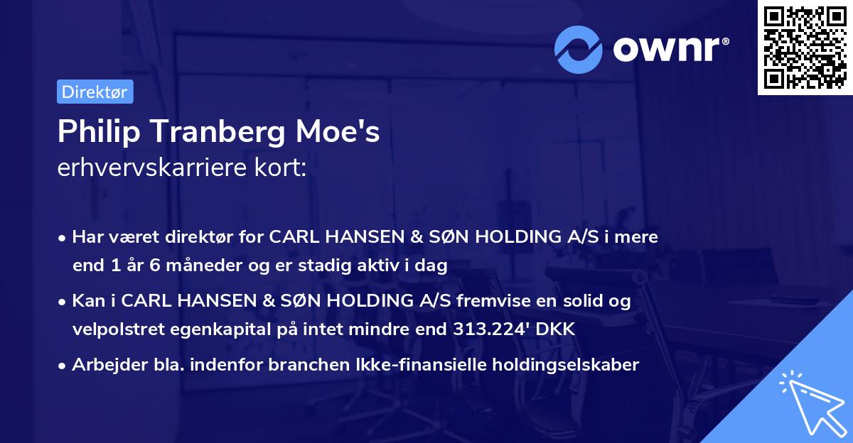 Philip Tranberg Moe's erhvervskarriere kort