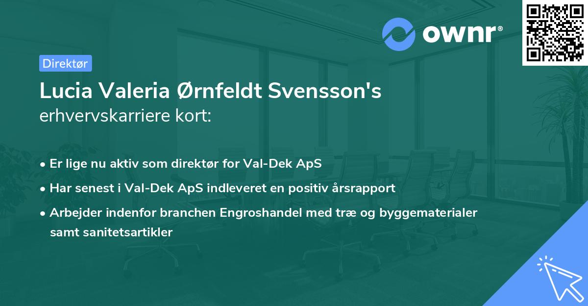 Lucia Valeria Ørnfeldt Svensson's erhvervskarriere kort