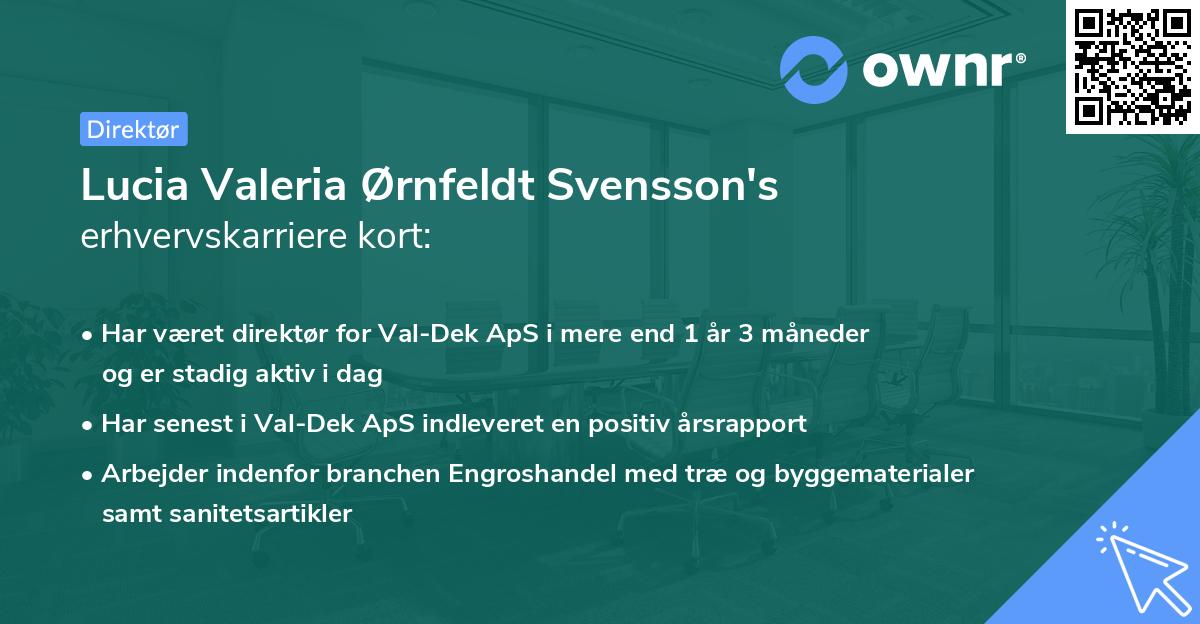 Lucia Valeria Ørnfeldt Svensson's erhvervskarriere kort