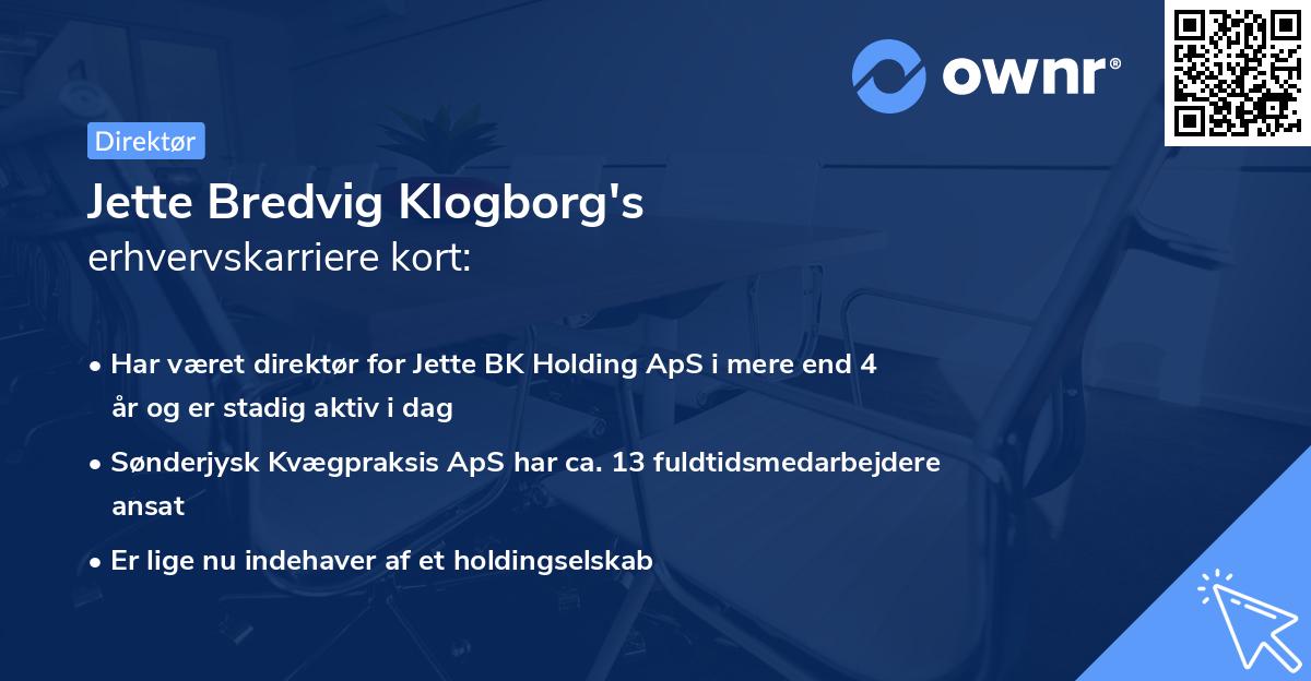 Jette Bredvig Klogborg's erhvervskarriere kort