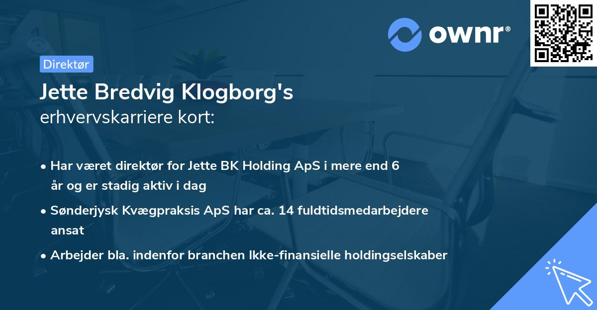 Jette Bredvig Klogborg's erhvervskarriere kort