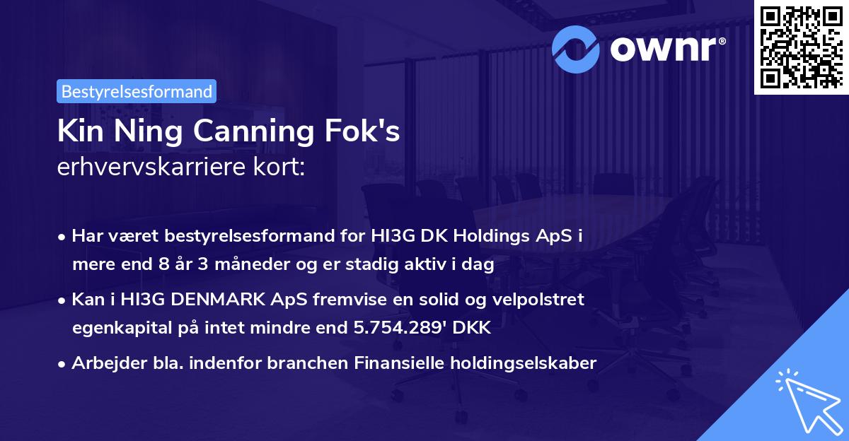 Kin Ning Canning Fok's erhvervskarriere kort