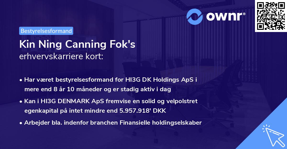 Kin Ning Canning Fok's erhvervskarriere kort