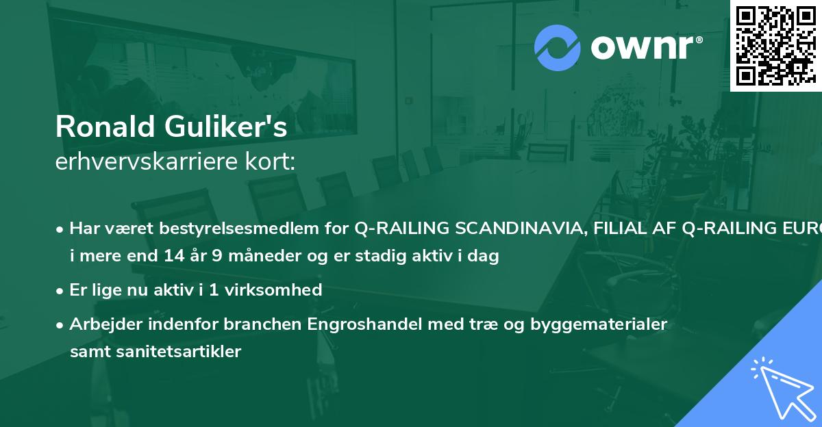 Ronald Guliker's erhvervskarriere kort