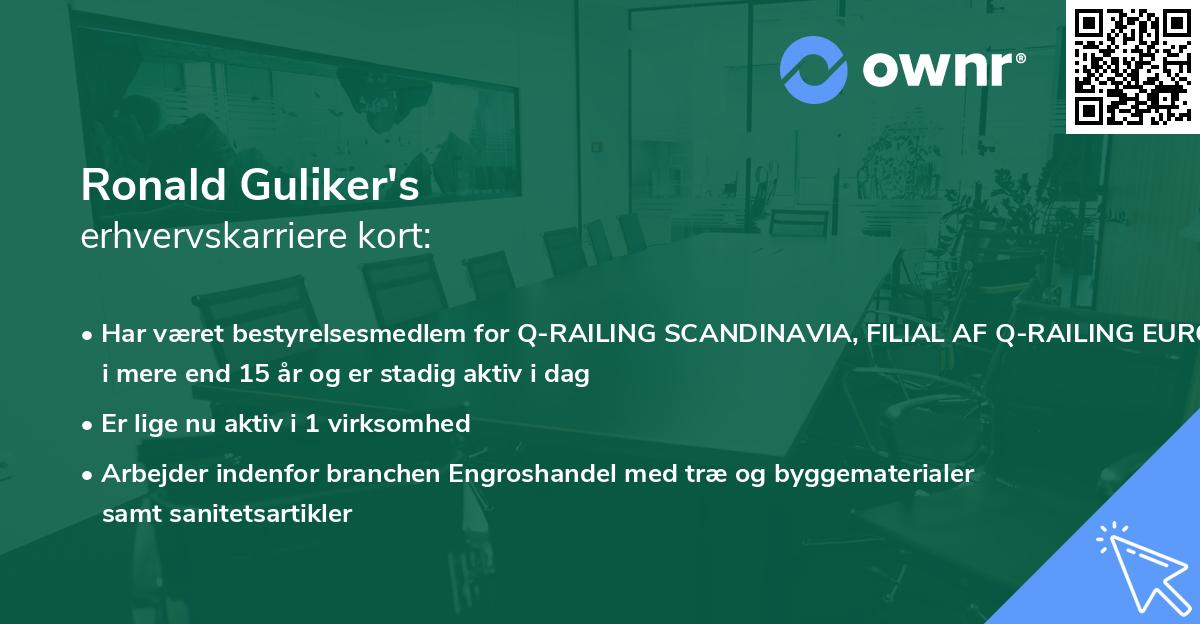 Ronald Guliker's erhvervskarriere kort