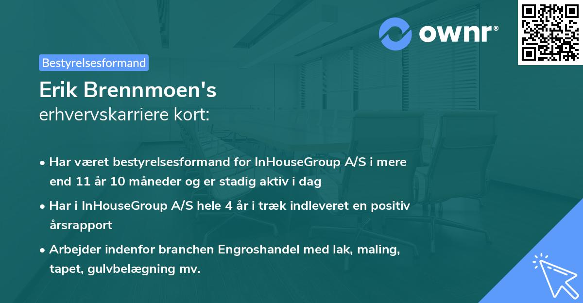 Erik Brennmoen's erhvervskarriere kort