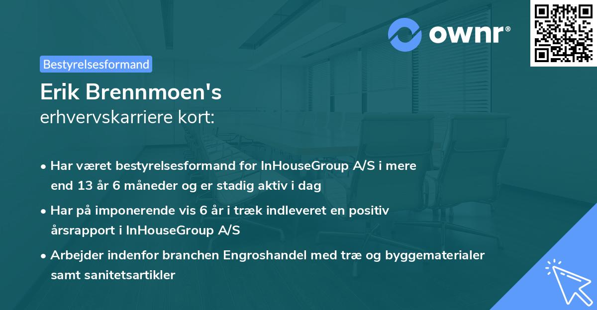 Erik Brennmoen's erhvervskarriere kort