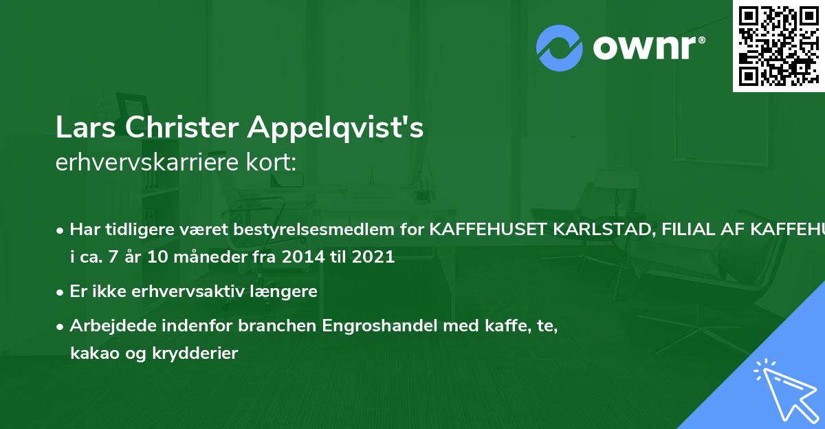 Lars Christer Appelqvist's erhvervskarriere kort
