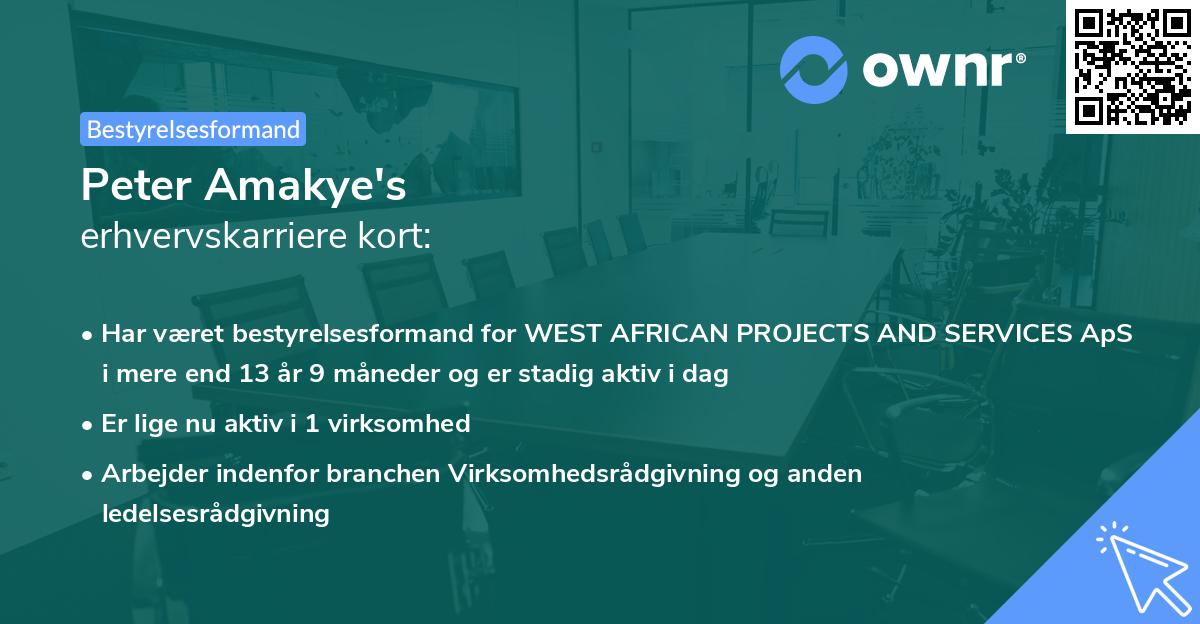 Peter Amakye's erhvervskarriere kort