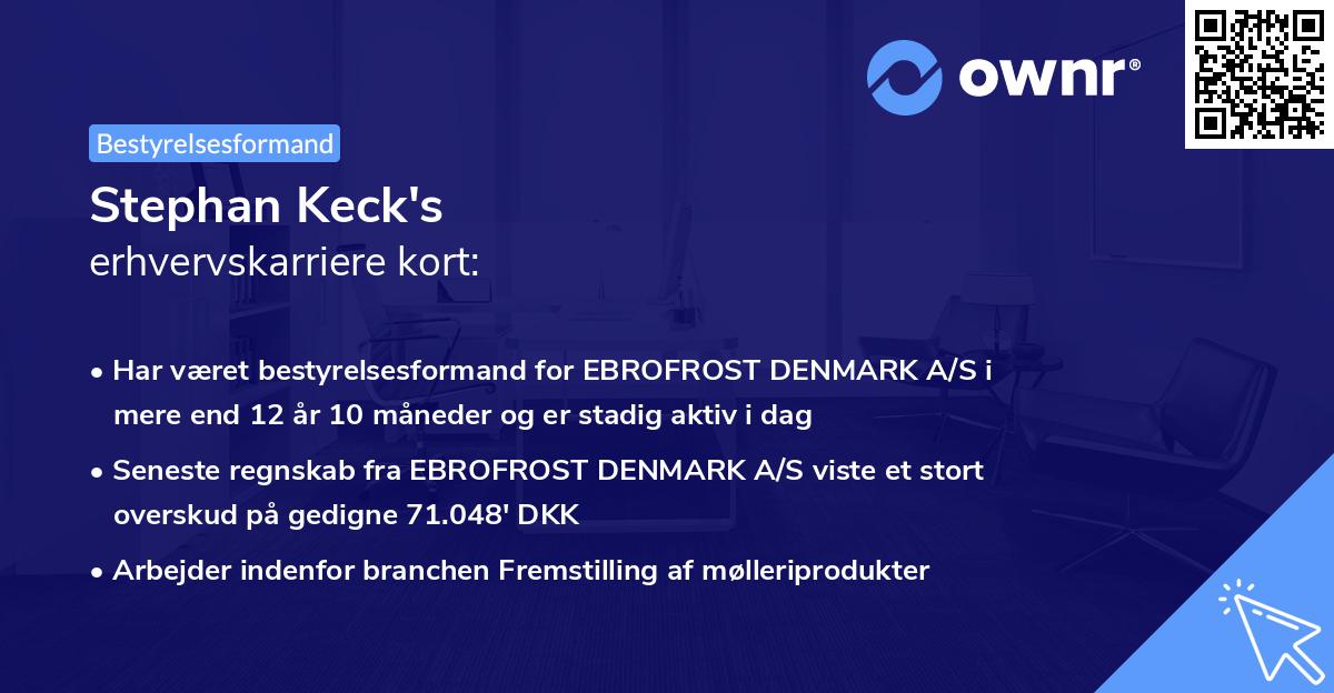 Stephan Keck's erhvervskarriere kort