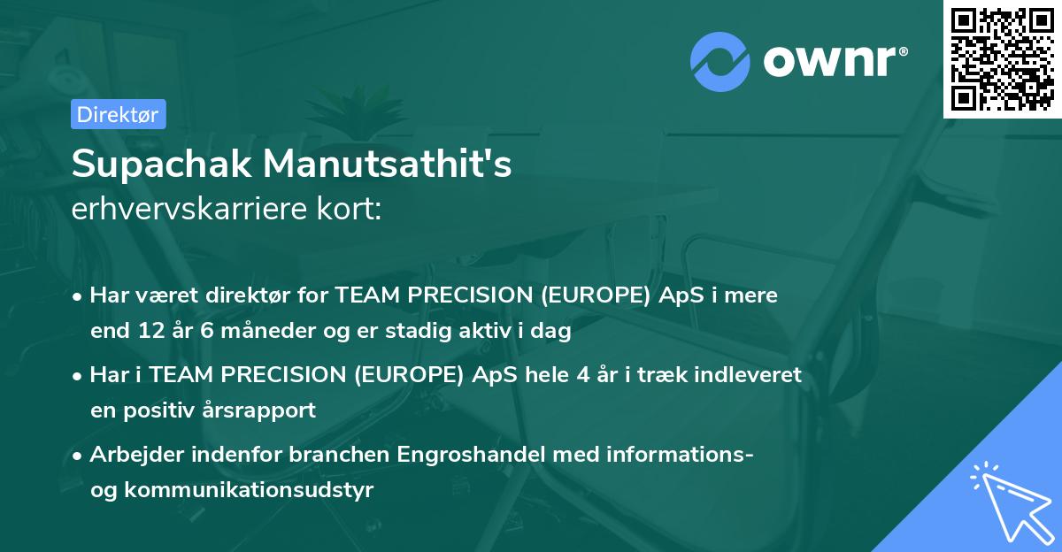Supachak Manutsathit's erhvervskarriere kort