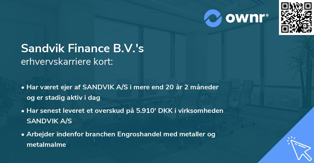 Sandvik Finance B.V.'s erhvervskarriere kort