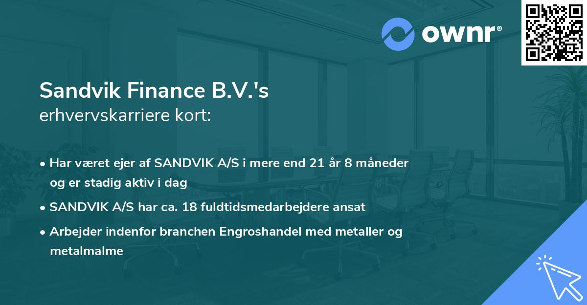 Sandvik Finance B.V.'s erhvervskarriere kort
