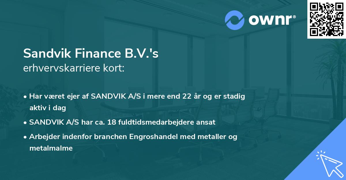 Sandvik Finance B.V.'s erhvervskarriere kort