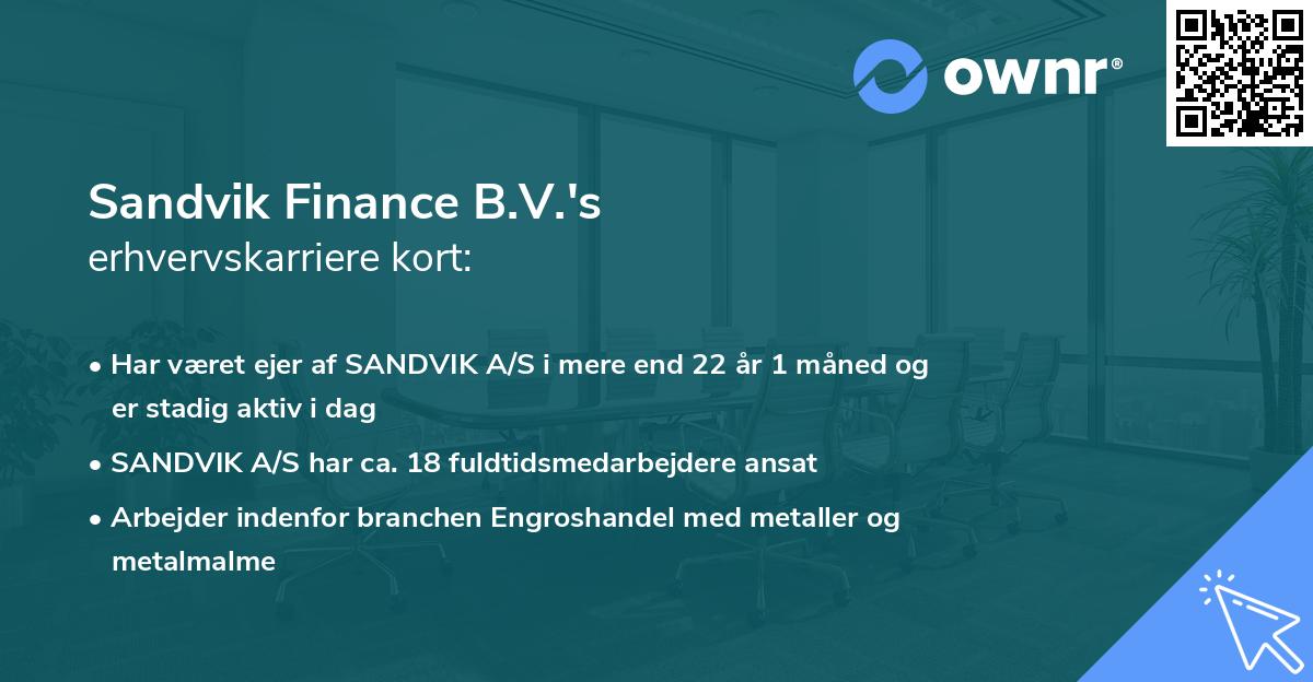 Sandvik Finance B.V.'s erhvervskarriere kort
