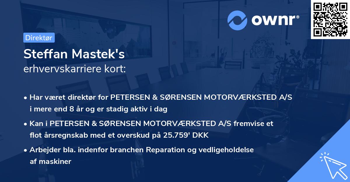 Steffan Mastek's erhvervskarriere kort