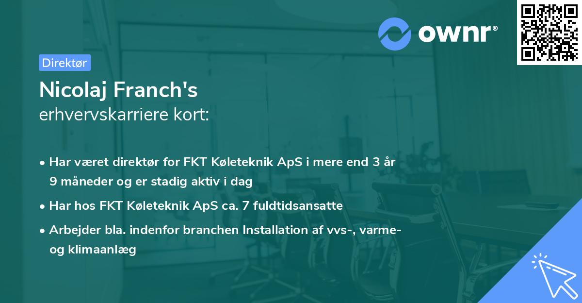 Nicolaj Franch's erhvervskarriere kort