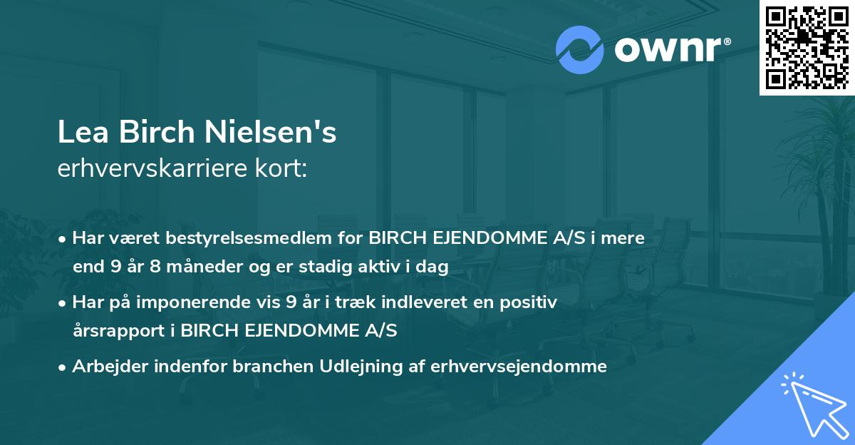 Lea Birch Nielsen's erhvervskarriere kort