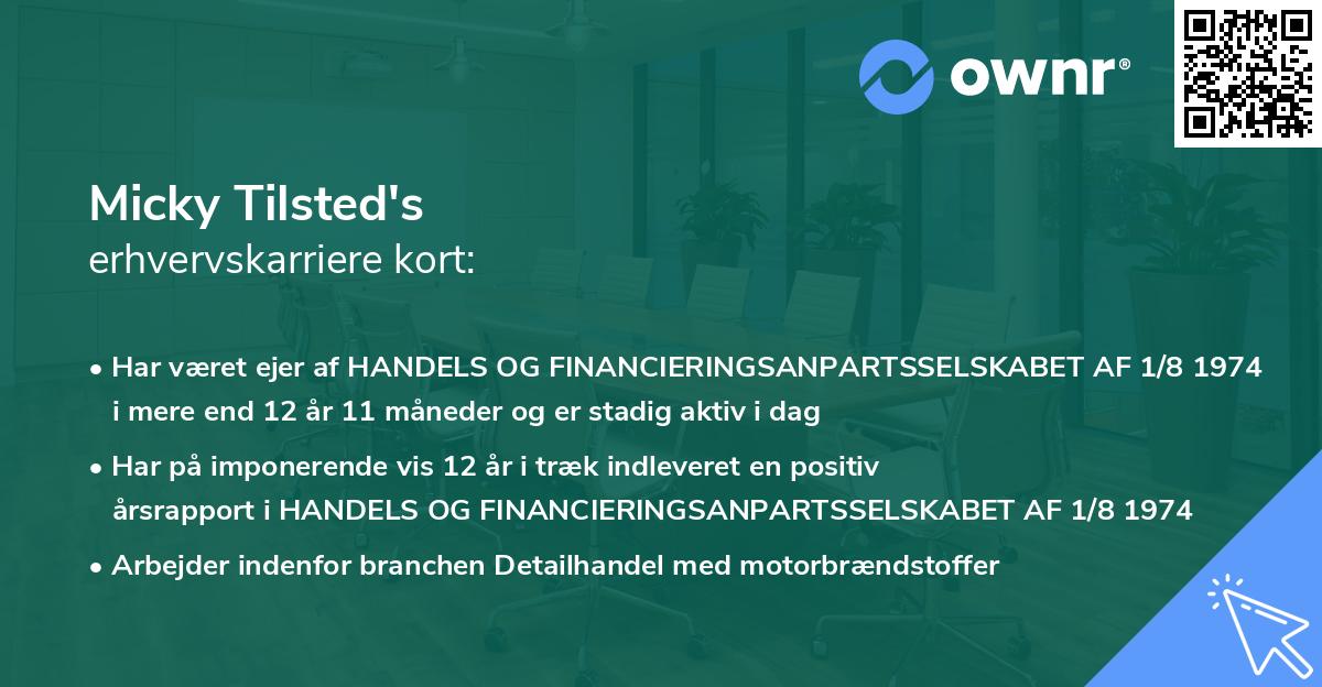 Micky Tilsted's erhvervskarriere kort