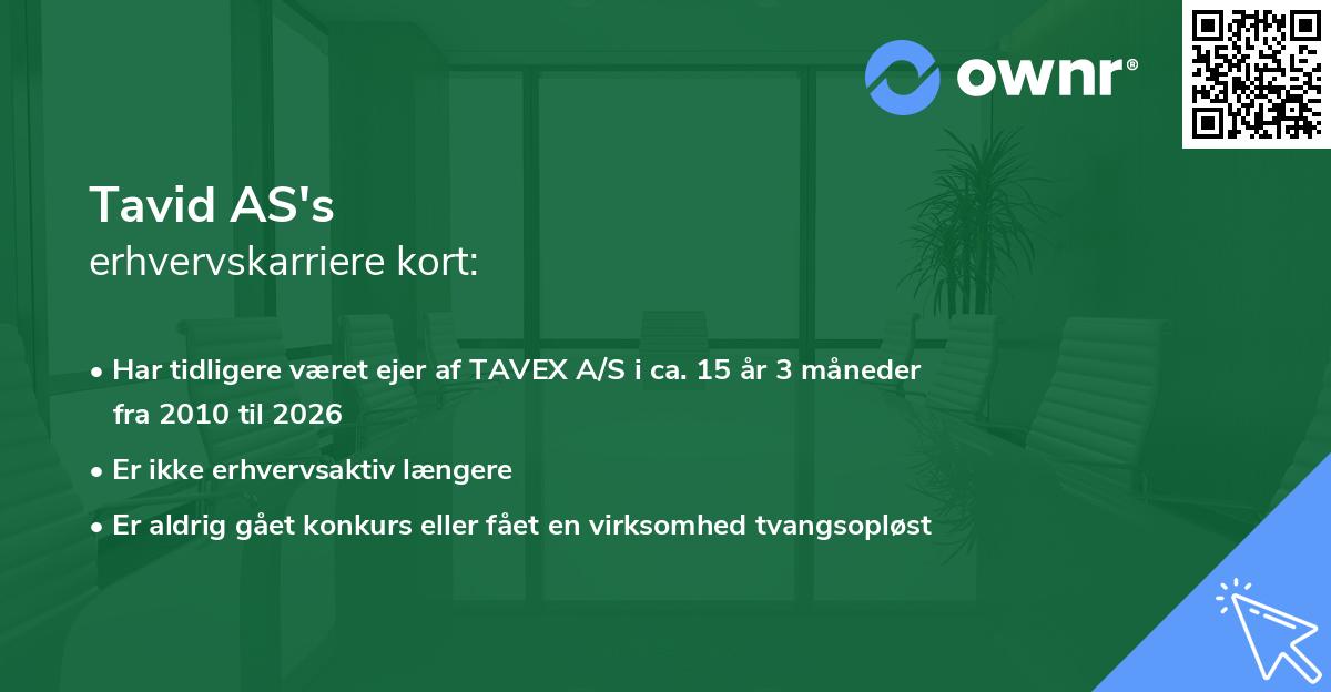 Tavid AS's erhvervskarriere kort