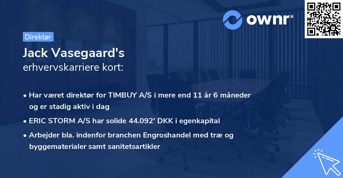 Jack Vasegaard's erhvervskarriere kort
