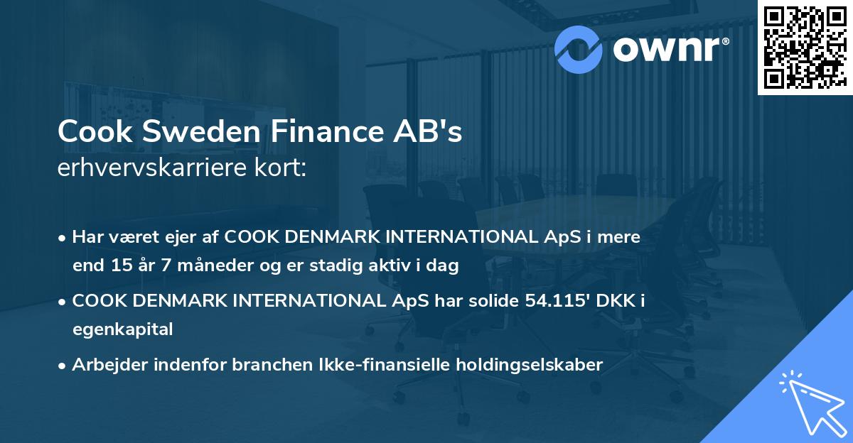 Cook Sweden Finance AB's erhvervskarriere kort