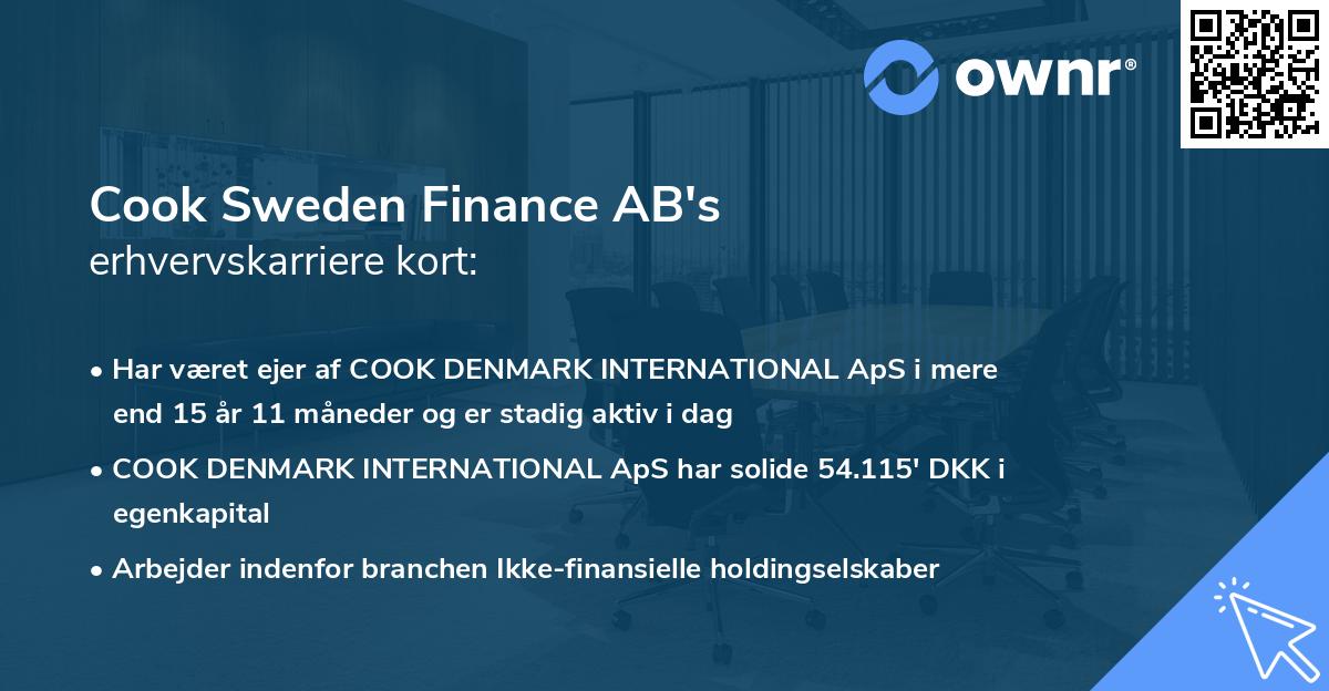 Cook Sweden Finance AB's erhvervskarriere kort