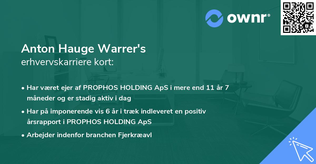 Anton Hauge Warrer's erhvervskarriere kort