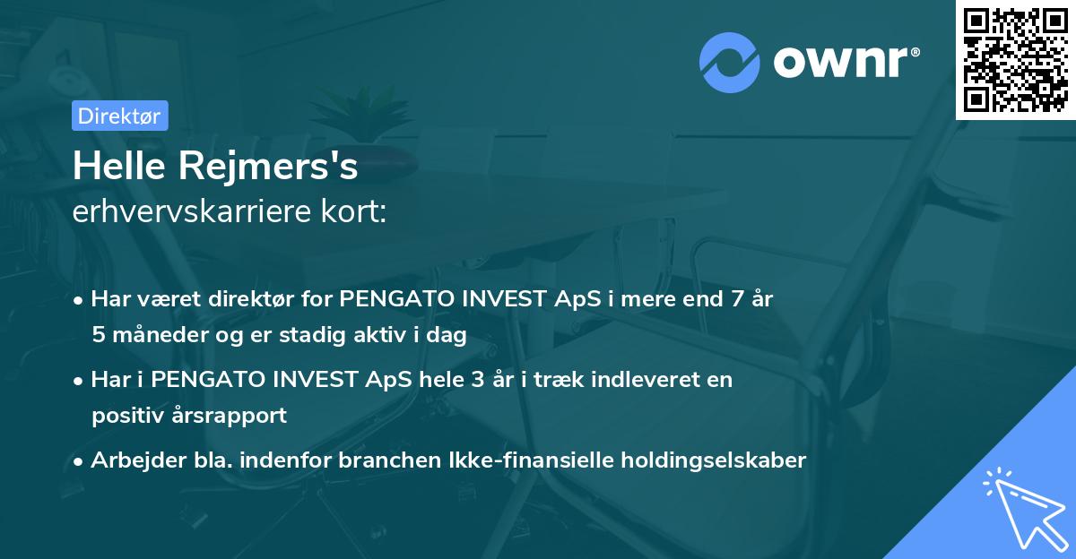 Helle Rejmers's erhvervskarriere kort