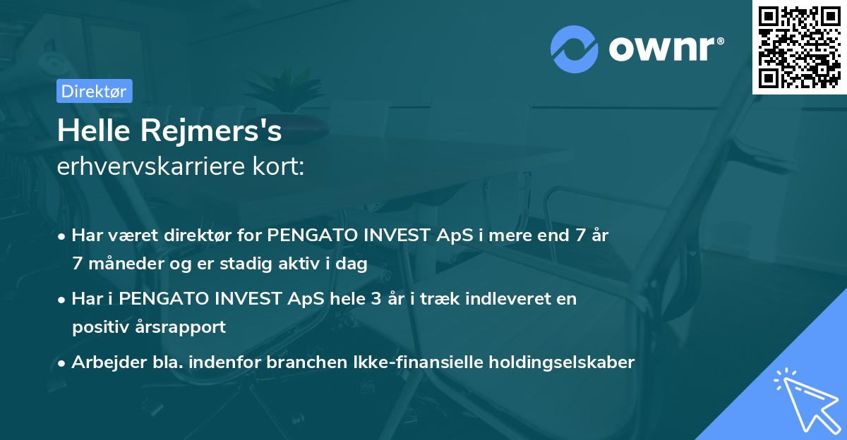 Helle Rejmers's erhvervskarriere kort