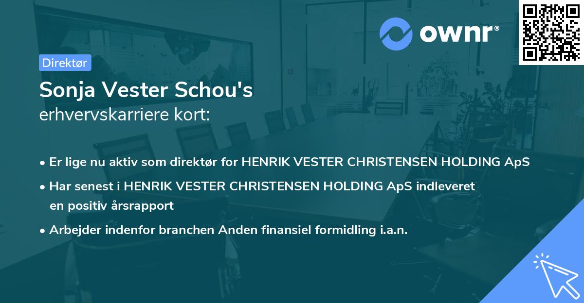 Sonja Vester Schou's erhvervskarriere kort