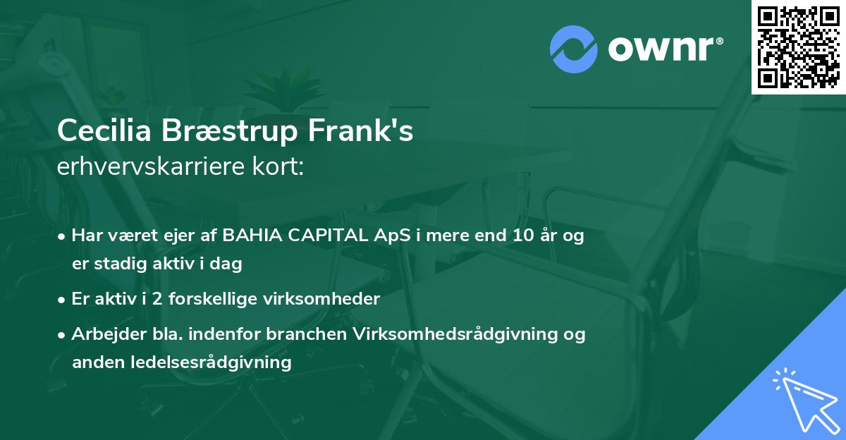 Cecilia Bræstrup Frank's erhvervskarriere kort
