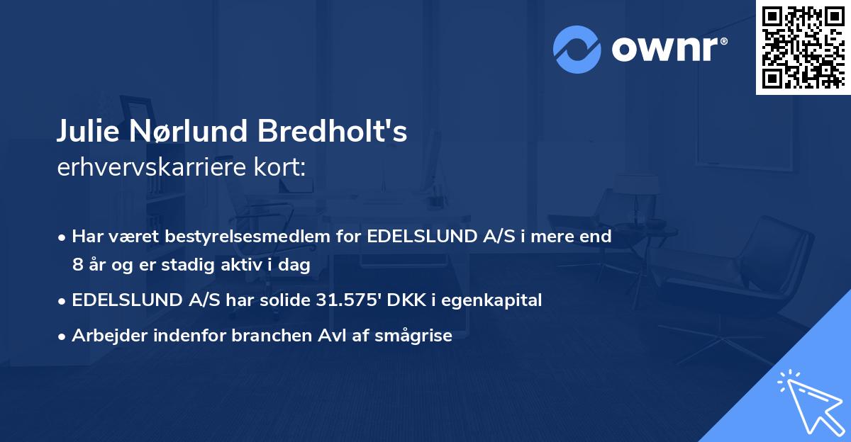 Julie Nørlund Bredholt's erhvervskarriere kort
