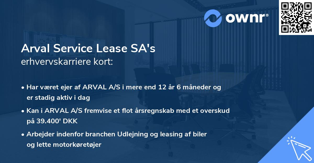 Arval Service Lease SA's erhvervskarriere kort