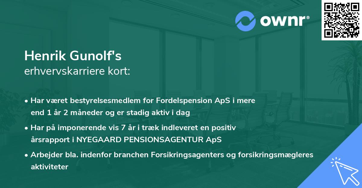 Henrik Gunolf's erhvervskarriere kort