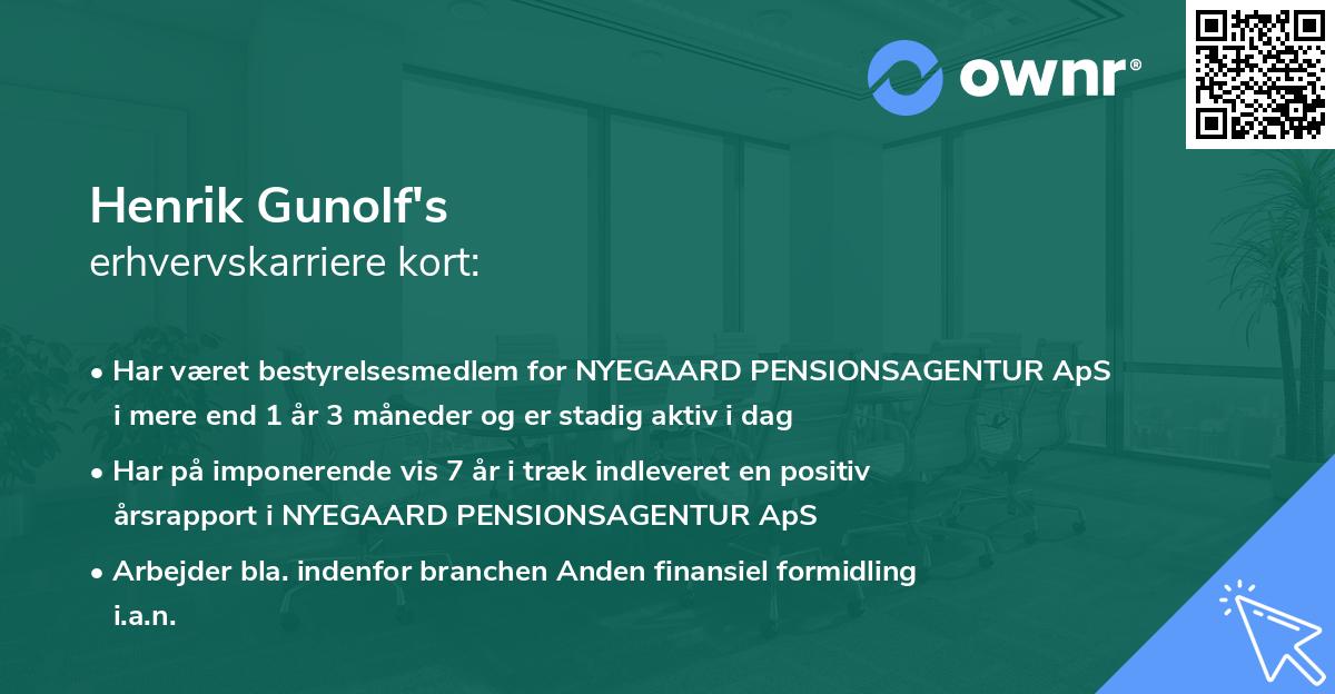 Henrik Gunolf's erhvervskarriere kort