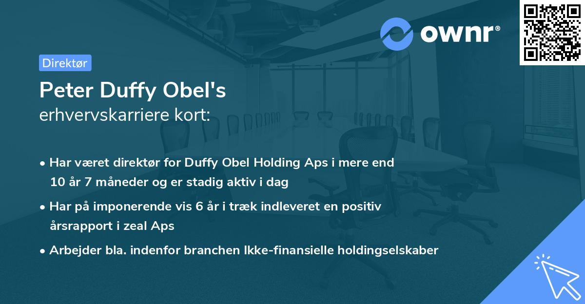 Peter Duffy Obel's erhvervskarriere kort