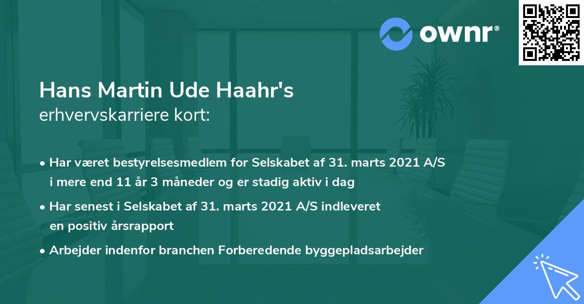 Hans Martin Ude Haahr's erhvervskarriere kort