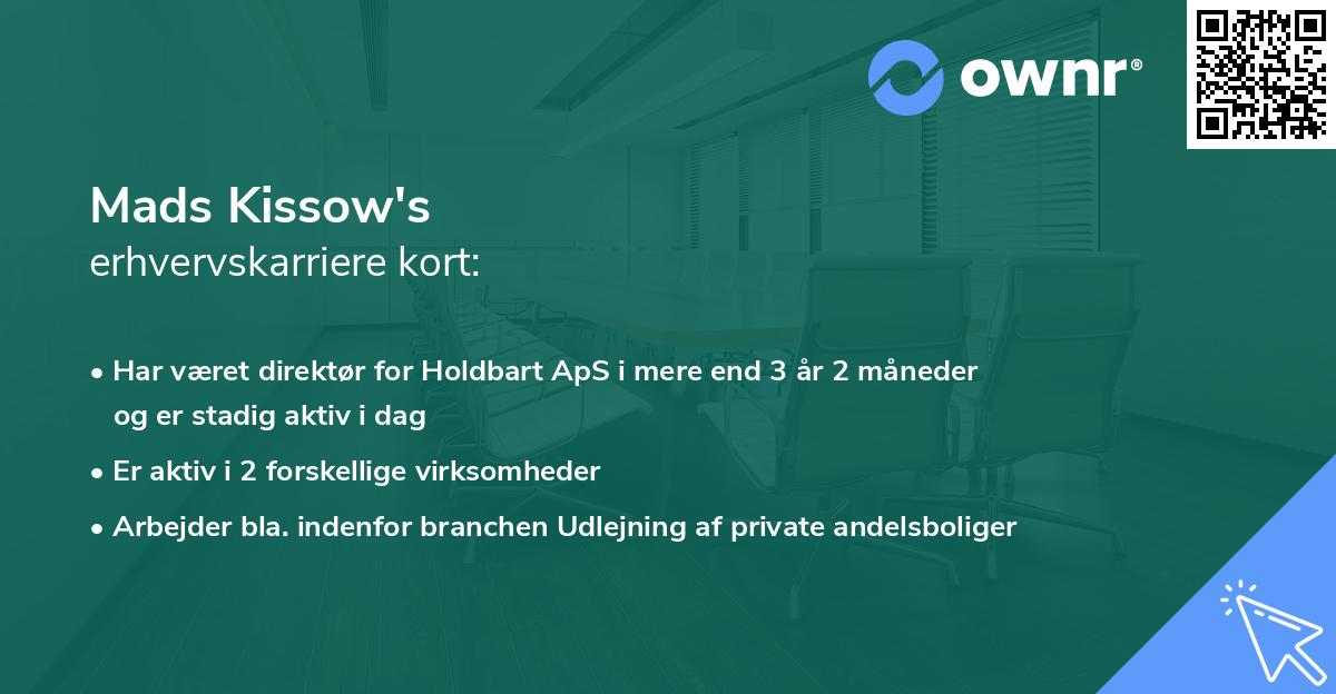 Mads Kissow's erhvervskarriere kort