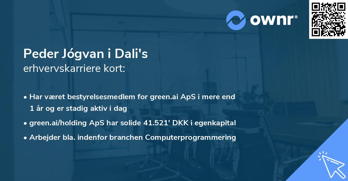 Peder Jógvan i Dali's erhvervskarriere kort