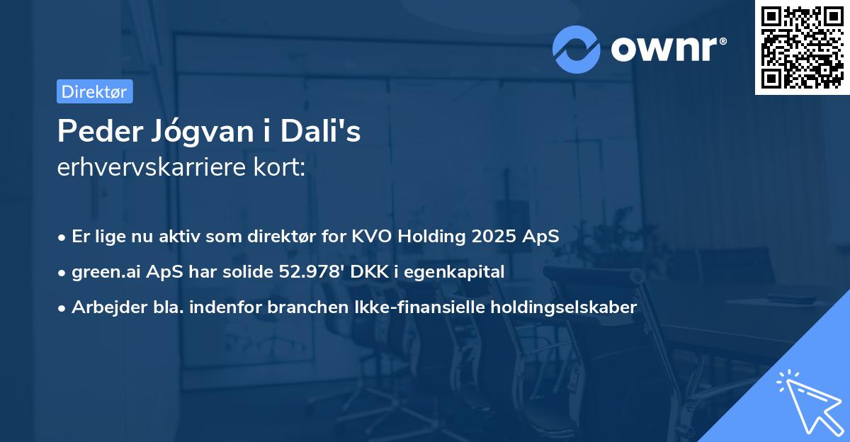 Peder Jógvan i Dali's erhvervskarriere kort