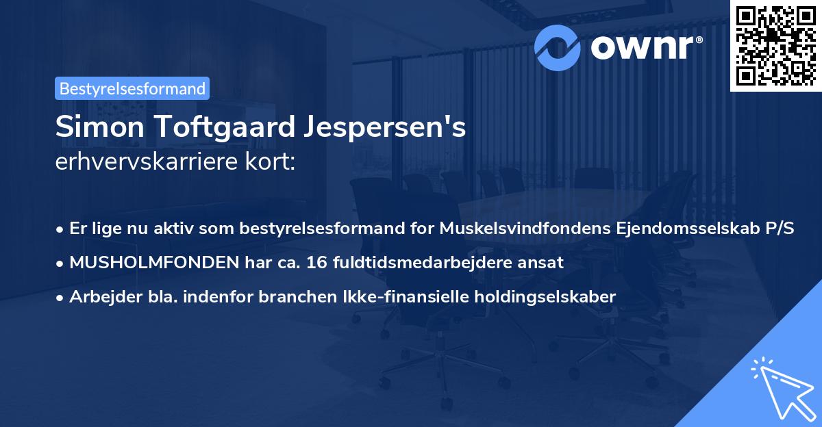 Simon Toftgaard Jespersen's erhvervskarriere kort
