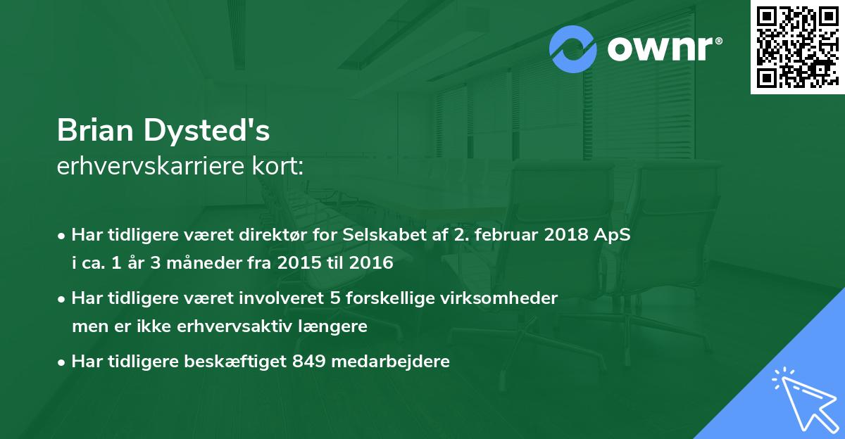 Brian Dysted's erhvervskarriere kort
