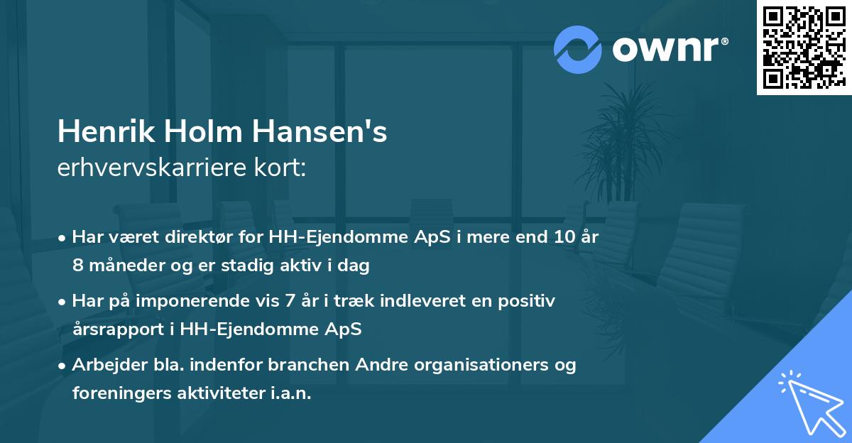 Henrik Holm Hansen's erhvervskarriere kort