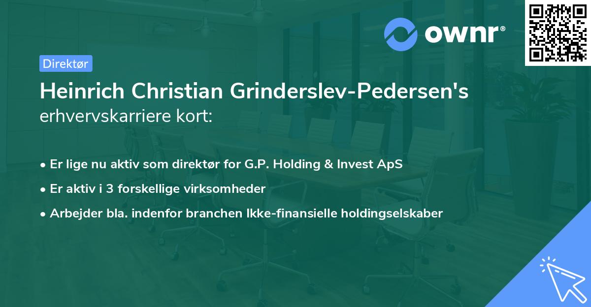 Heinrich Christian Grinderslev-Pedersen's erhvervskarriere kort