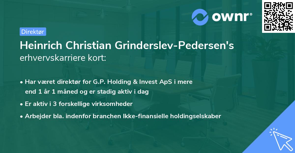 Heinrich Christian Grinderslev-Pedersen's erhvervskarriere kort