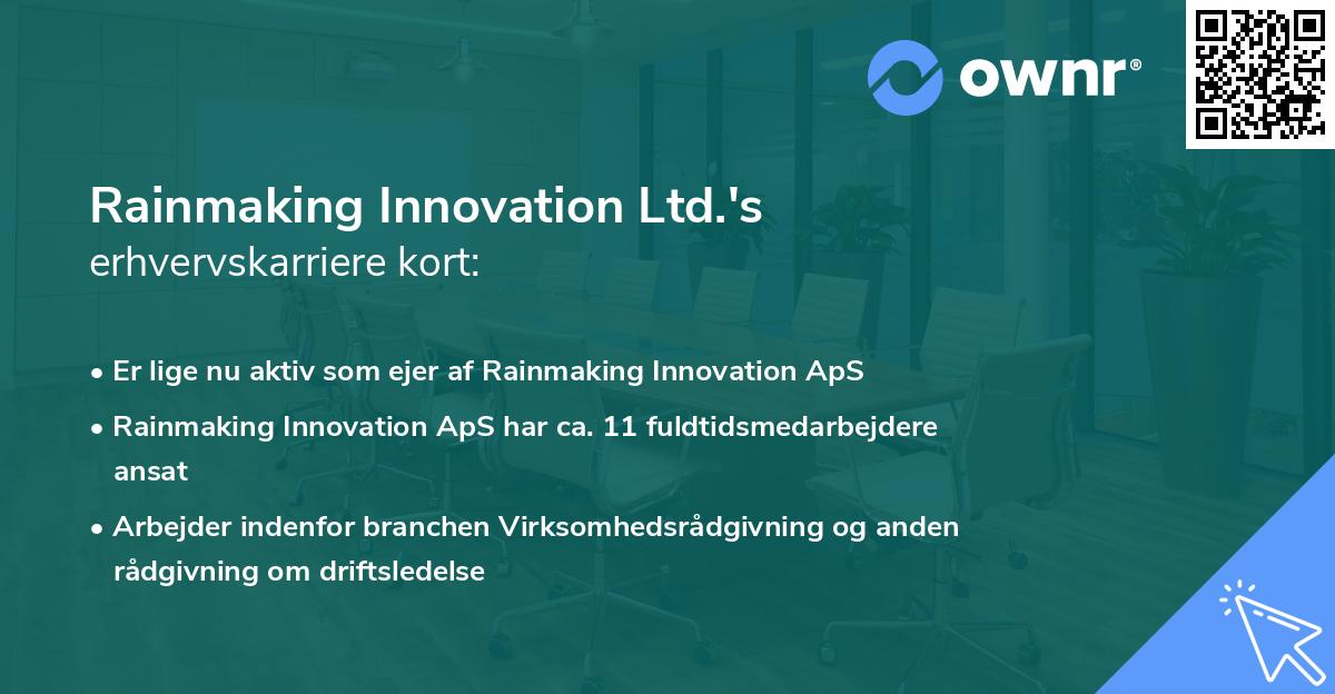 Rainmaking Innovation Ltd.'s erhvervskarriere kort